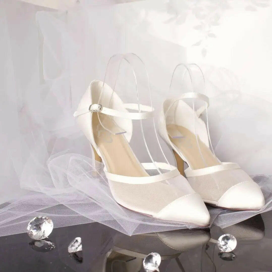 Italy Pointed Toe ankle Strap Wedding Bridal.