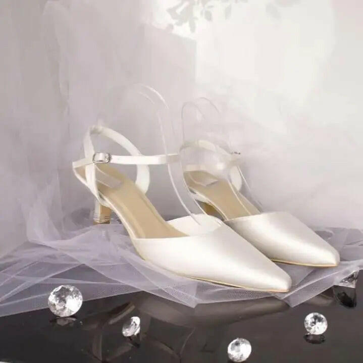 Itzel Pointed Toe ankle Strap Wedding Bridal.
