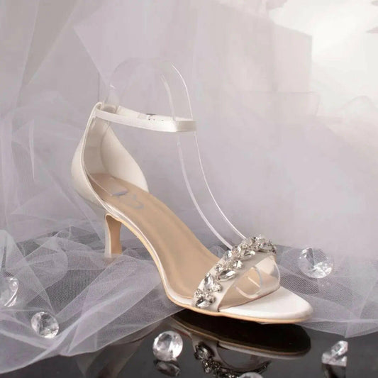 Kaylee Open Toe Diamante Ankle Strap Wedding Bridal Shoe.