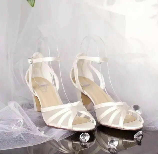 Lauren Open toe heel sandal Wedding Bridal Shoe.