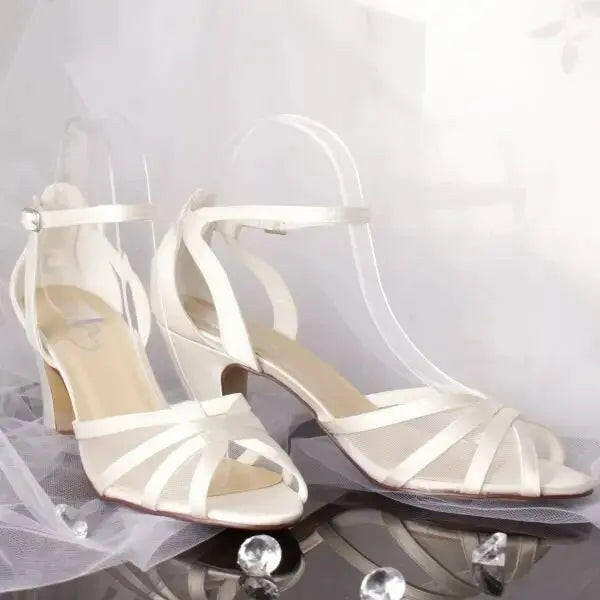 Lauren Open toe heel sandal Wedding Bridal Shoe.