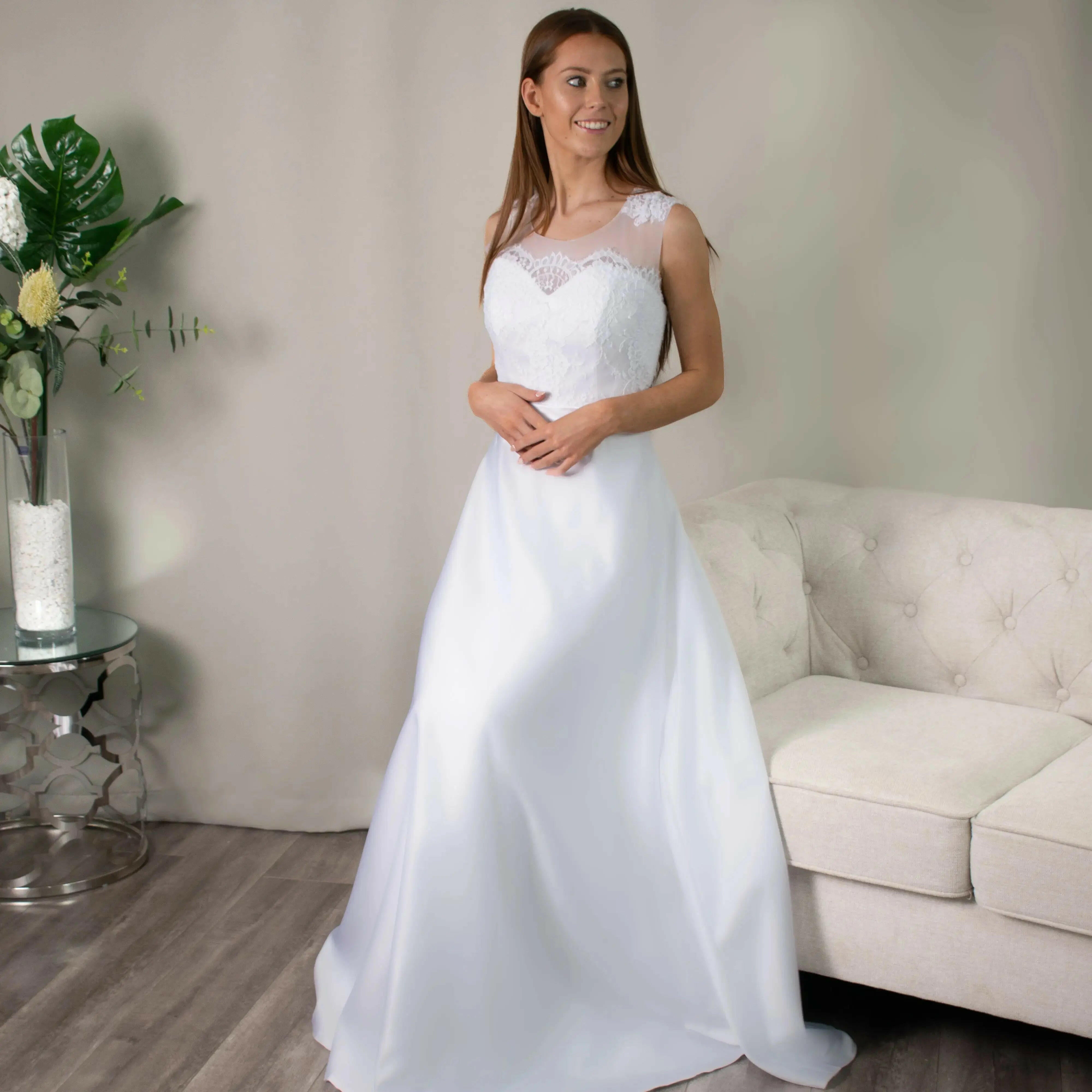 Matilda A-Line silhouette Debutante Dress with Sweetheart Illusion Neckline.