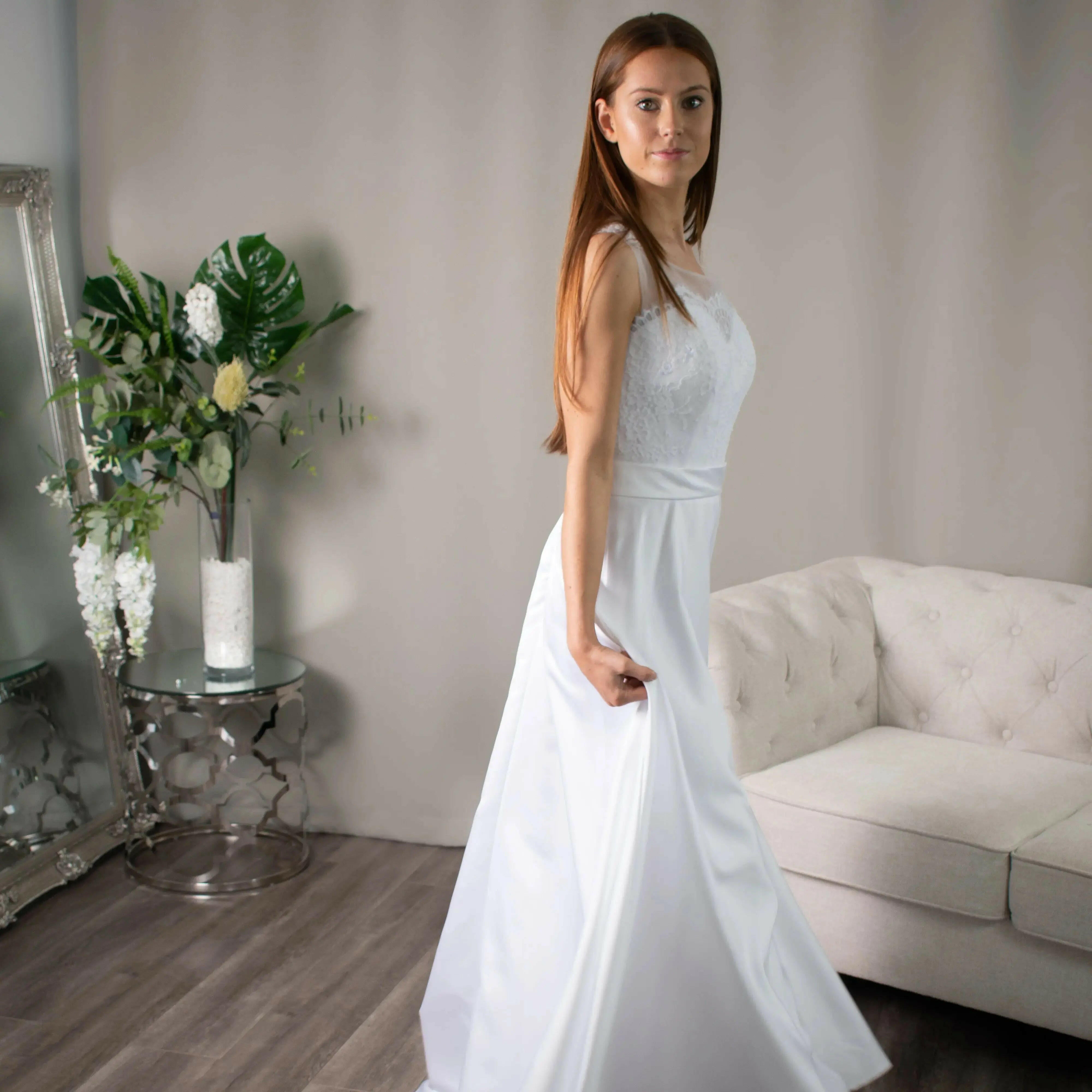 Matilda A-Line silhouette Debutante Dress with Sweetheart Illusion Neckline.
