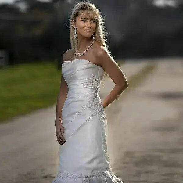 Melody Draped Lace Mermaid Wedding Dress.