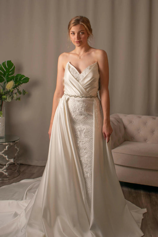 Mia Lace V-Neck fit and flare Bridal Gown.