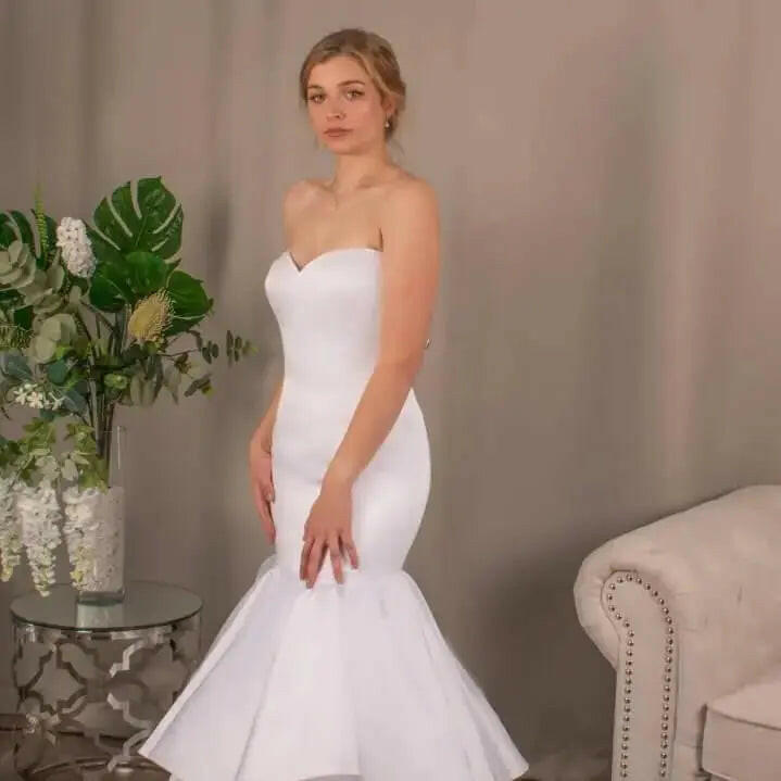 Paula Satin Lace Mermaid Bridal Gown.
