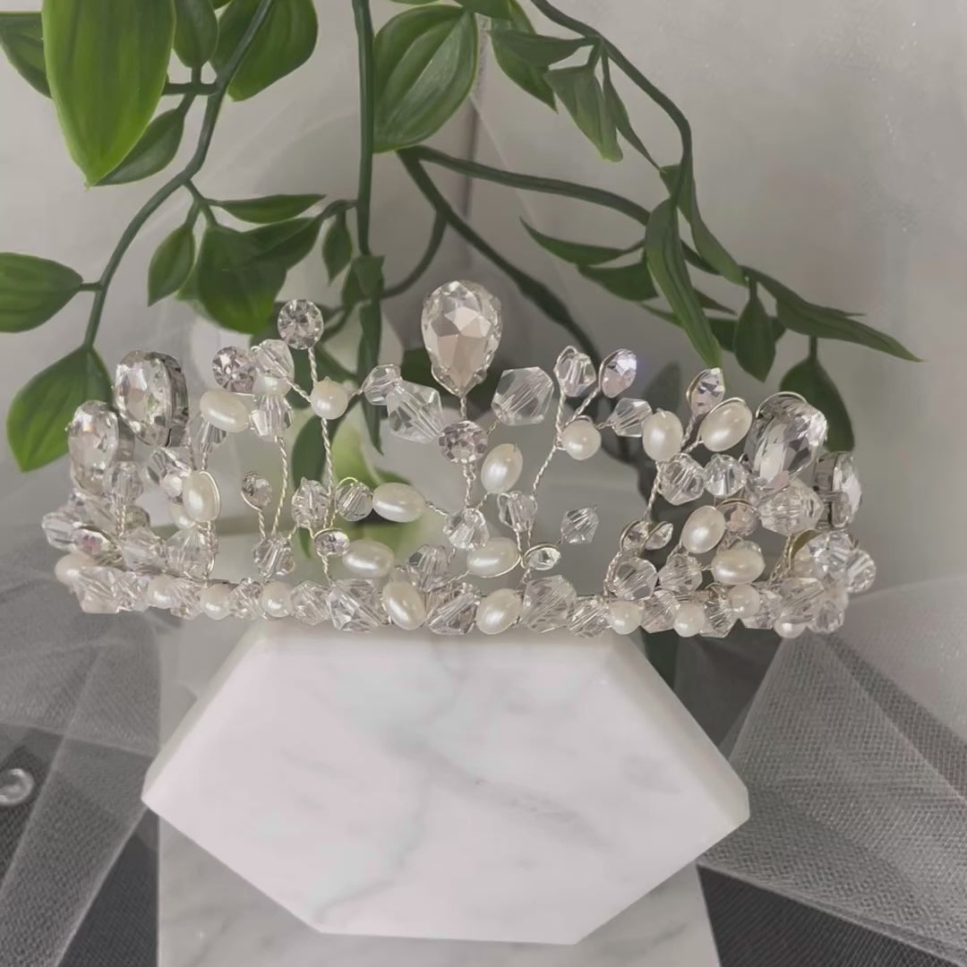 Amara Bridal Tiara: Handcrafted Elegance for Timeless Glamour.
