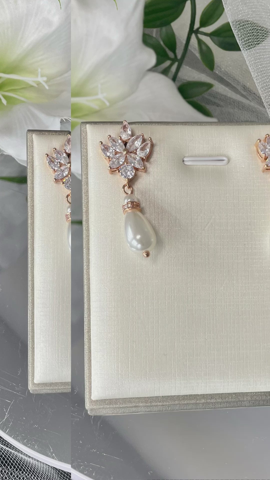 Lorraine Crystal & Pearl Wedding Earrings.