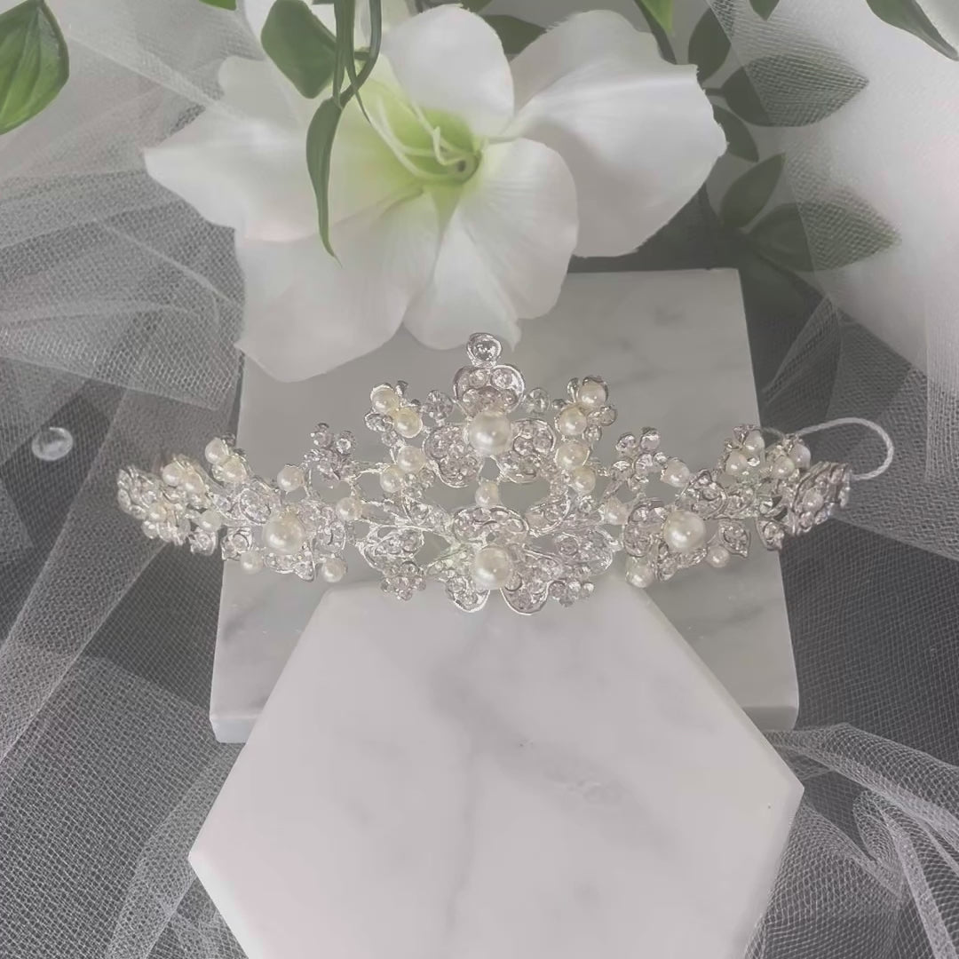Rosita Bridal Tiara: Luxury Floral Elegance for Your Wedding Day - Find Luxury Bridal Tiaras Near Me.