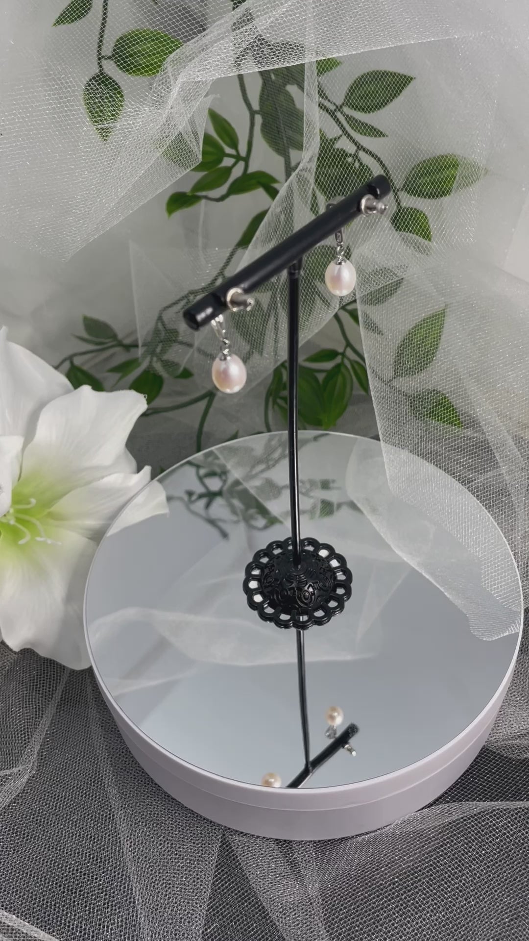 Claire Freshwater Pearl Sterling Silver Earrings | Divine Bridal.