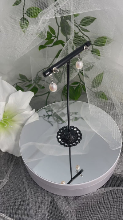 Claire Freshwater Pearl Sterling Silver Earrings | Divine Bridal.