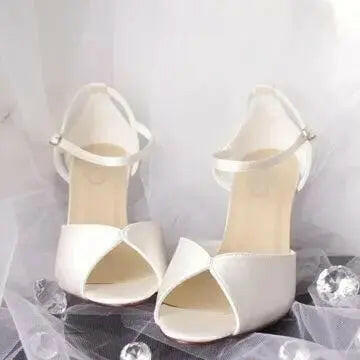 Remi Peep Toe Ankle Strap Bridal Shoes.