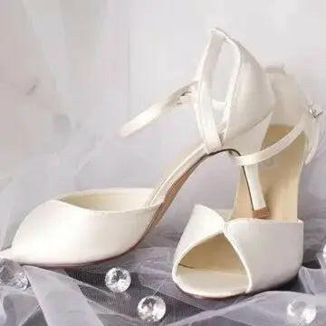 Remi Peep Toe Ankle Strap Bridal Shoes.