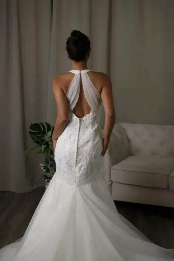 Remy: Sparkly Bridal Dress A Dazzling Halter-neck Sequin Mermaid Wedding Dress.