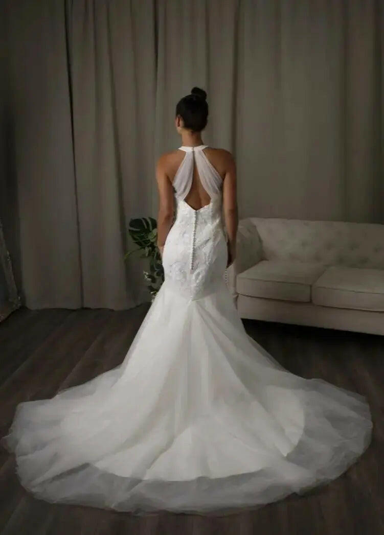 Remy: Sparkly Bridal Dress A Dazzling Halter-neck Sequin Mermaid Wedding Dress.