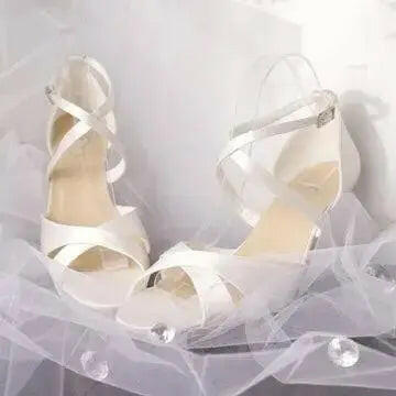 Ruth Open Toe Ankle Strap Wedding Bridal Wedge wedding Shoes.