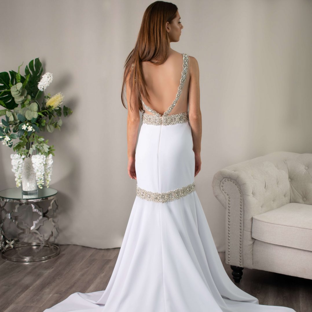Addison low back, diamantés & a mermaid look wedding dress